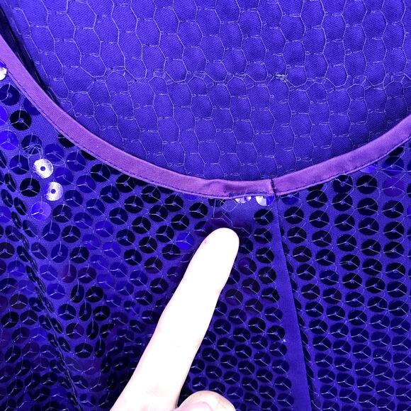 Claudine Bueche Sequin Dress 12 Scoop Neck Open Back Sleeveless Cocktail Purple - Picture 7 of 8